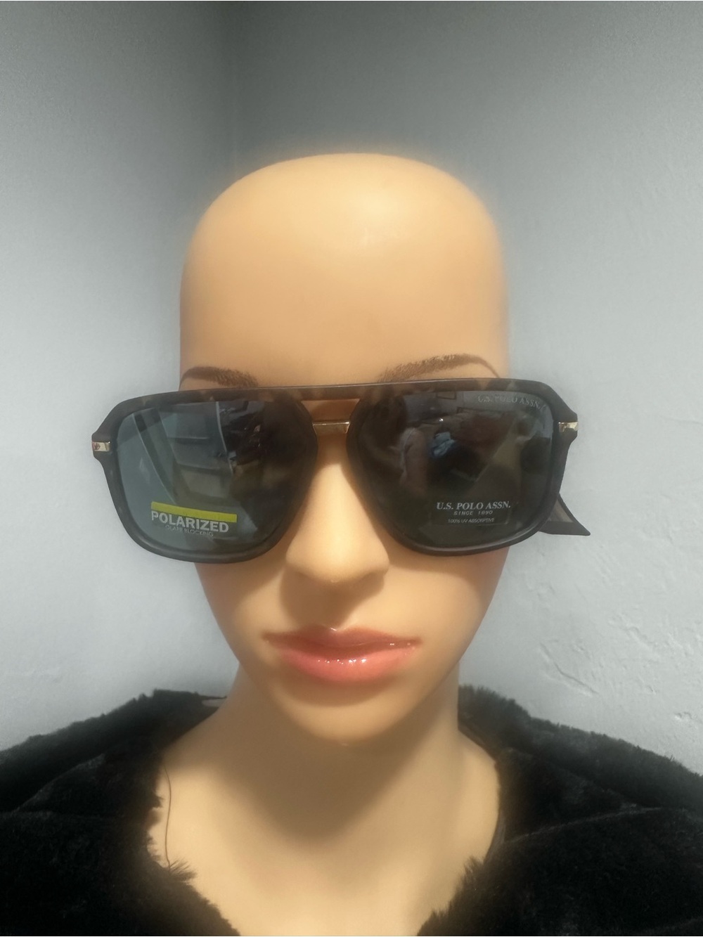 U.S. Polo Assn. Black Men’s Polarized Aviator Sunglasses